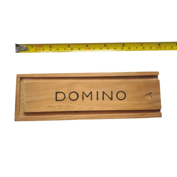 Vintage 1989 Dominoes Set in Wooden Box 28 pc Action Industries Instructions - Picture 4 of 5